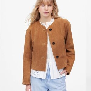 Madewell Cropped Cardigan Jacket In Suede
